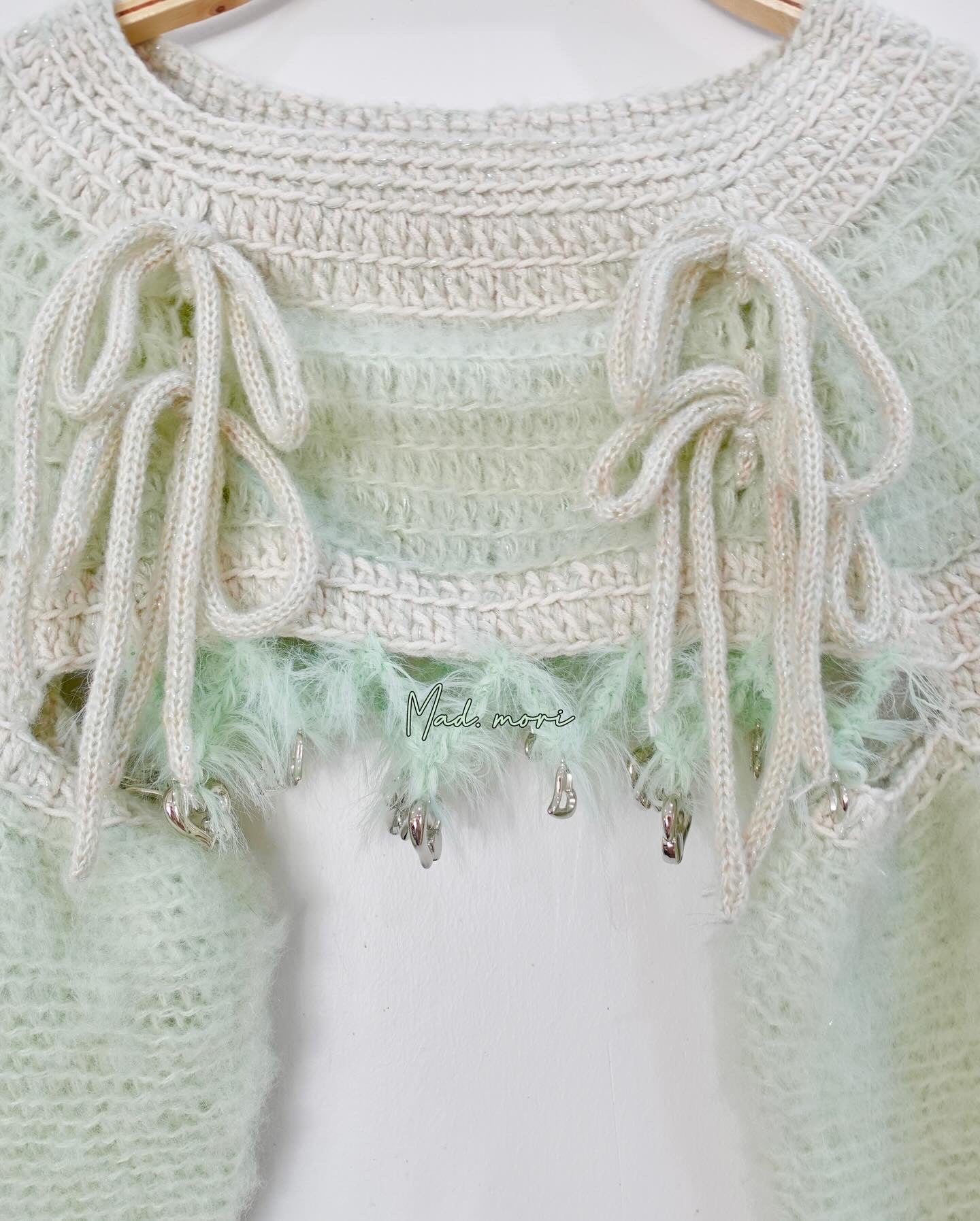 Madmori Ballet Ribbon Sleeves「Pastel Green color」