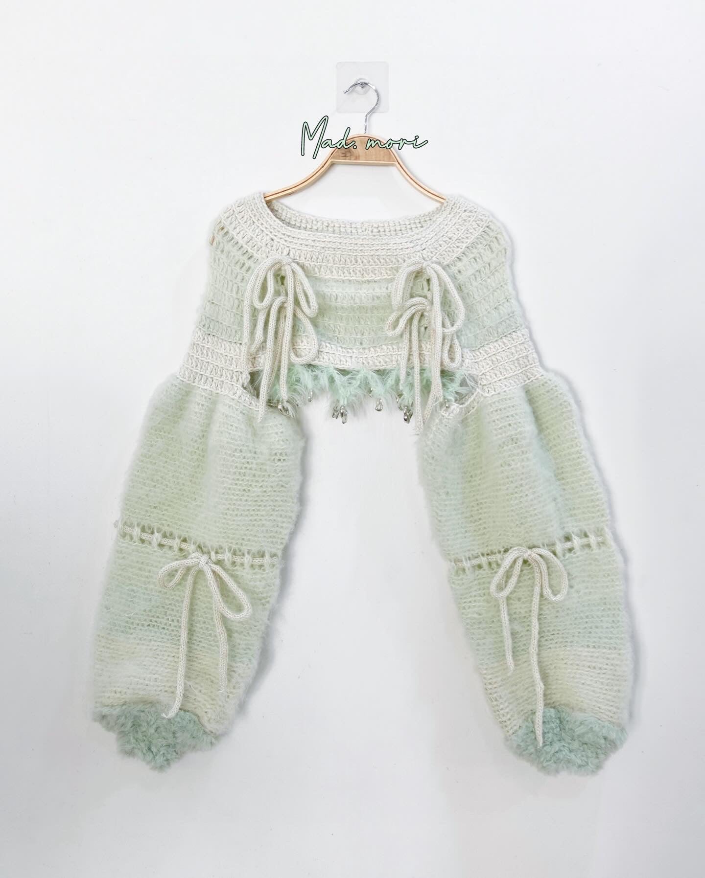 Madmori Ballet Ribbon Sleeves「Pastel Green color」