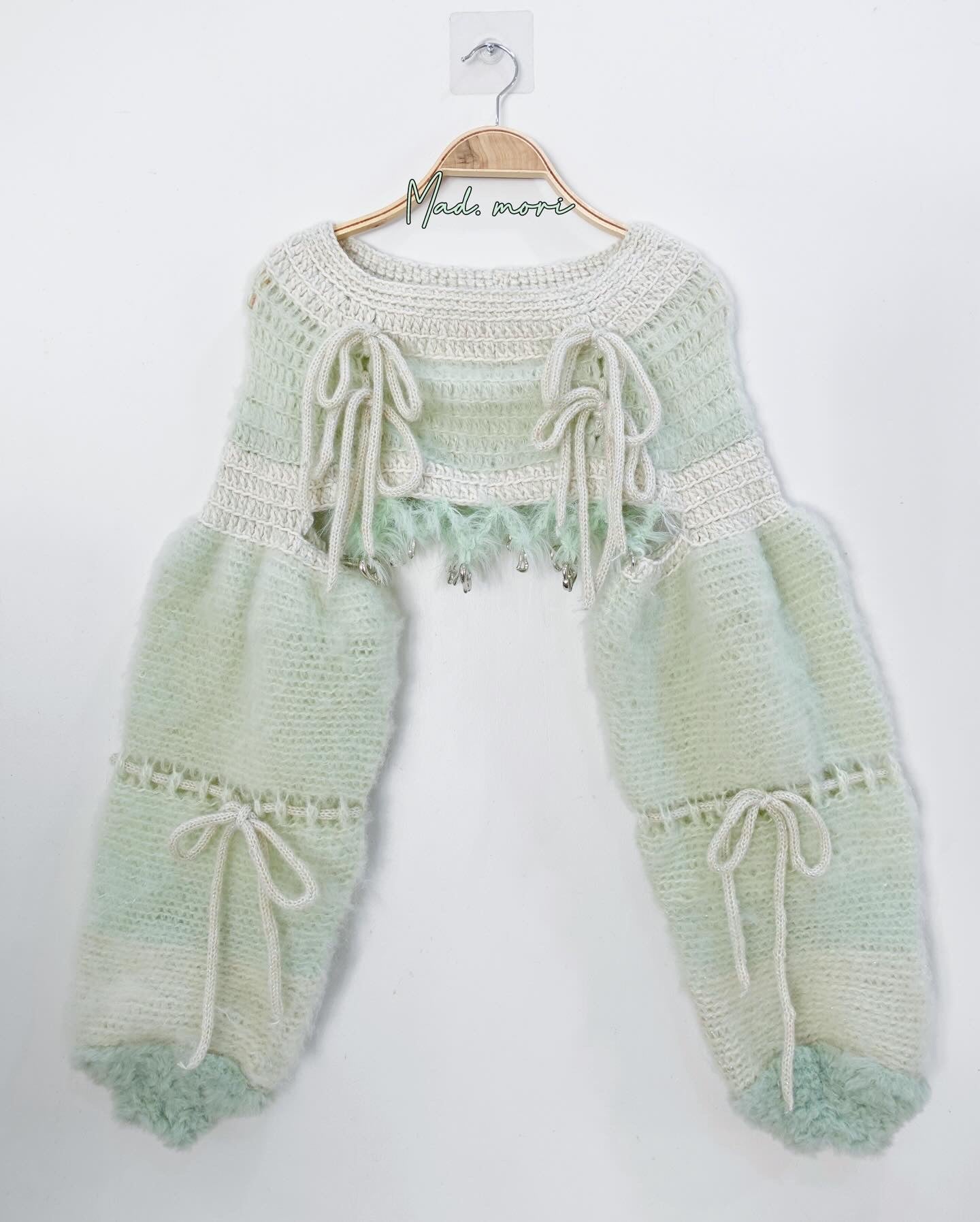 Madmori Ballet Ribbon Sleeves「Pastel Green color」