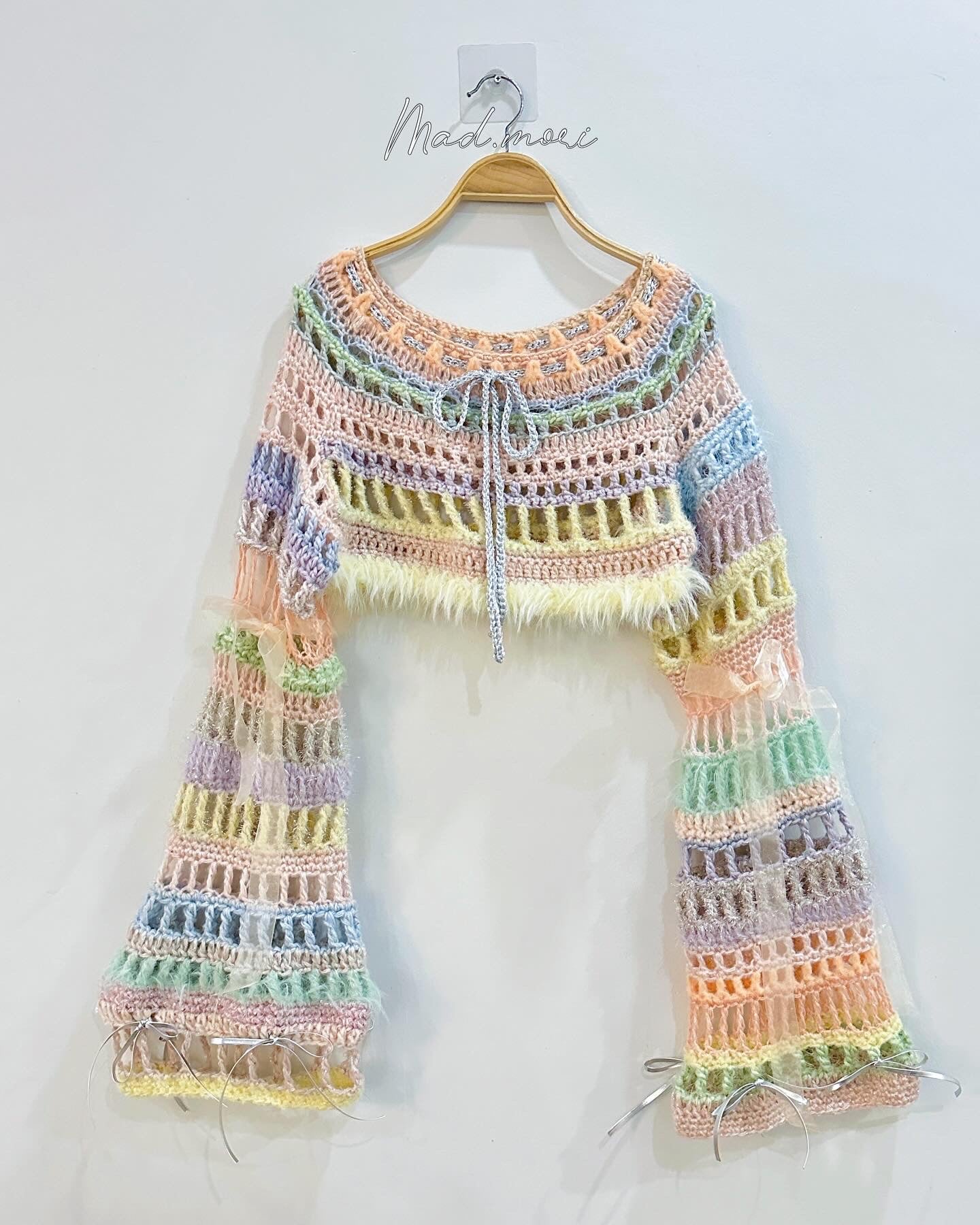 Madmori Baby pastel Ribbon crop Sleeves