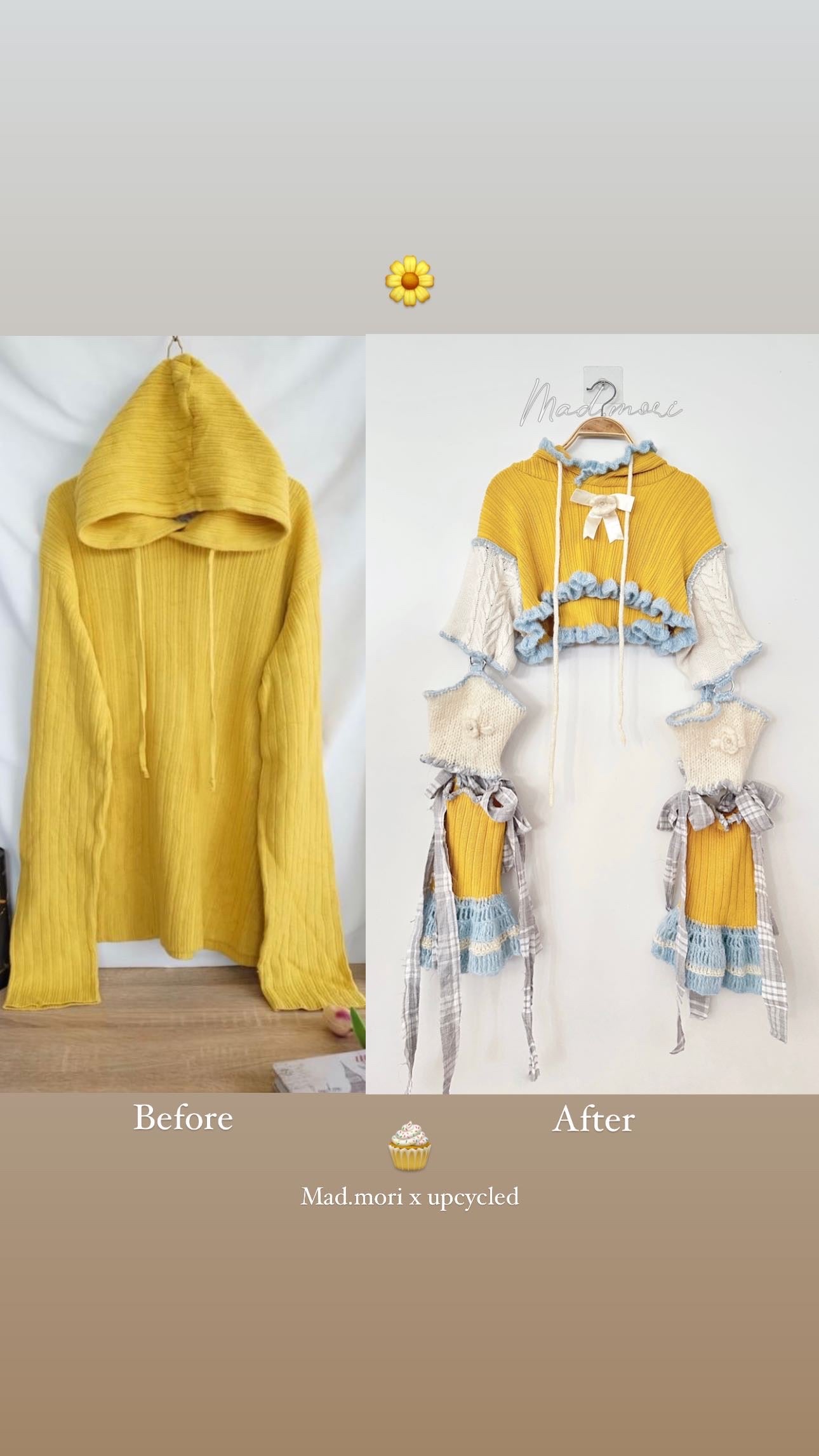 Mad.mori x up cycled Knit/Crochet Hoodie