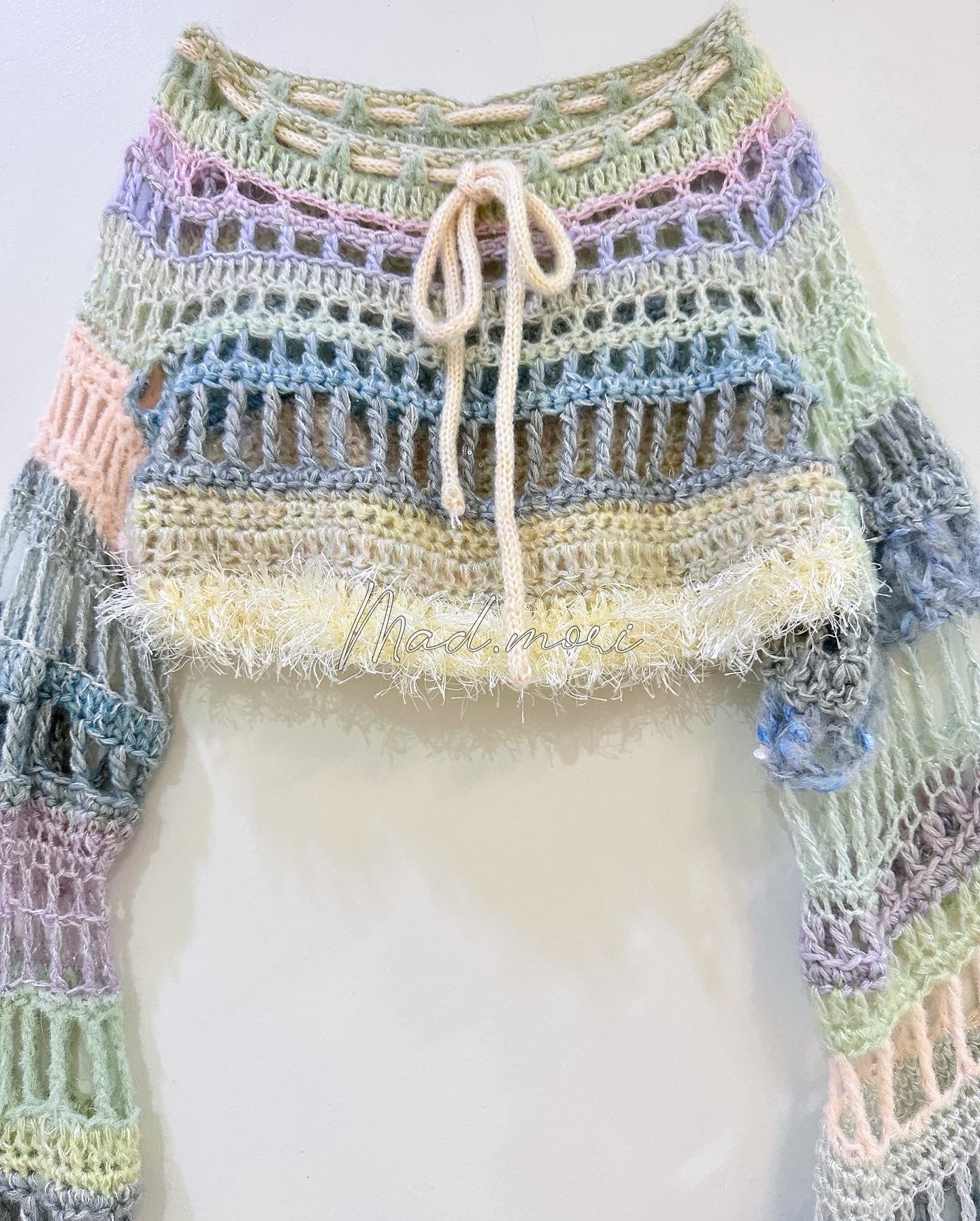 Madmori Baby pastel Ribbon crop Sleeves