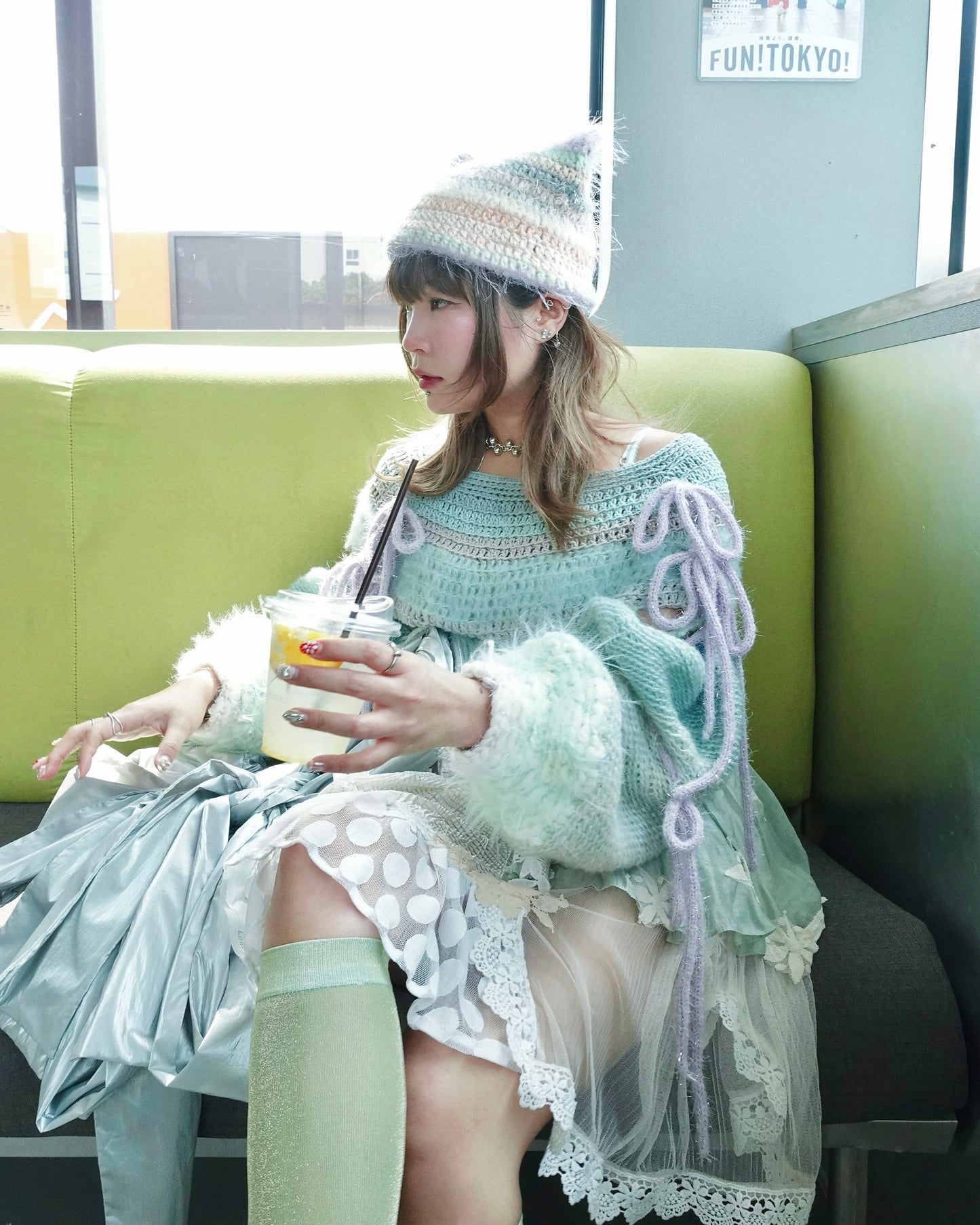 Madmori Ballet Ribbon Sleeves「Blue/purple color」
