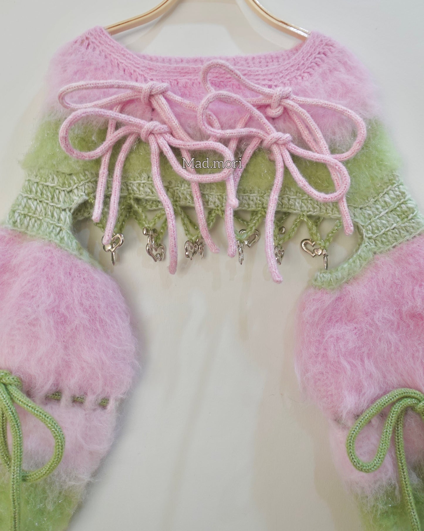 Madmori Ballet Ribbon Sleeves「Powder Pink x Pastel Green color」