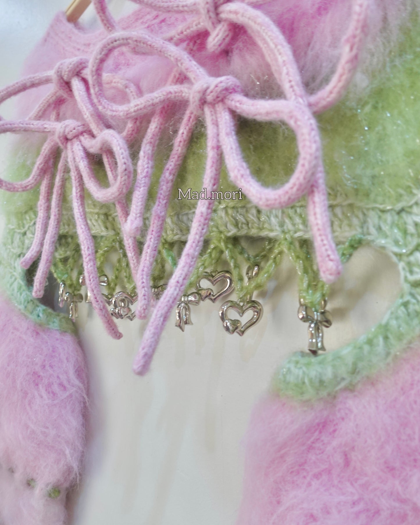Madmori Ballet Ribbon Sleeves「Powder Pink x Pastel Green color」