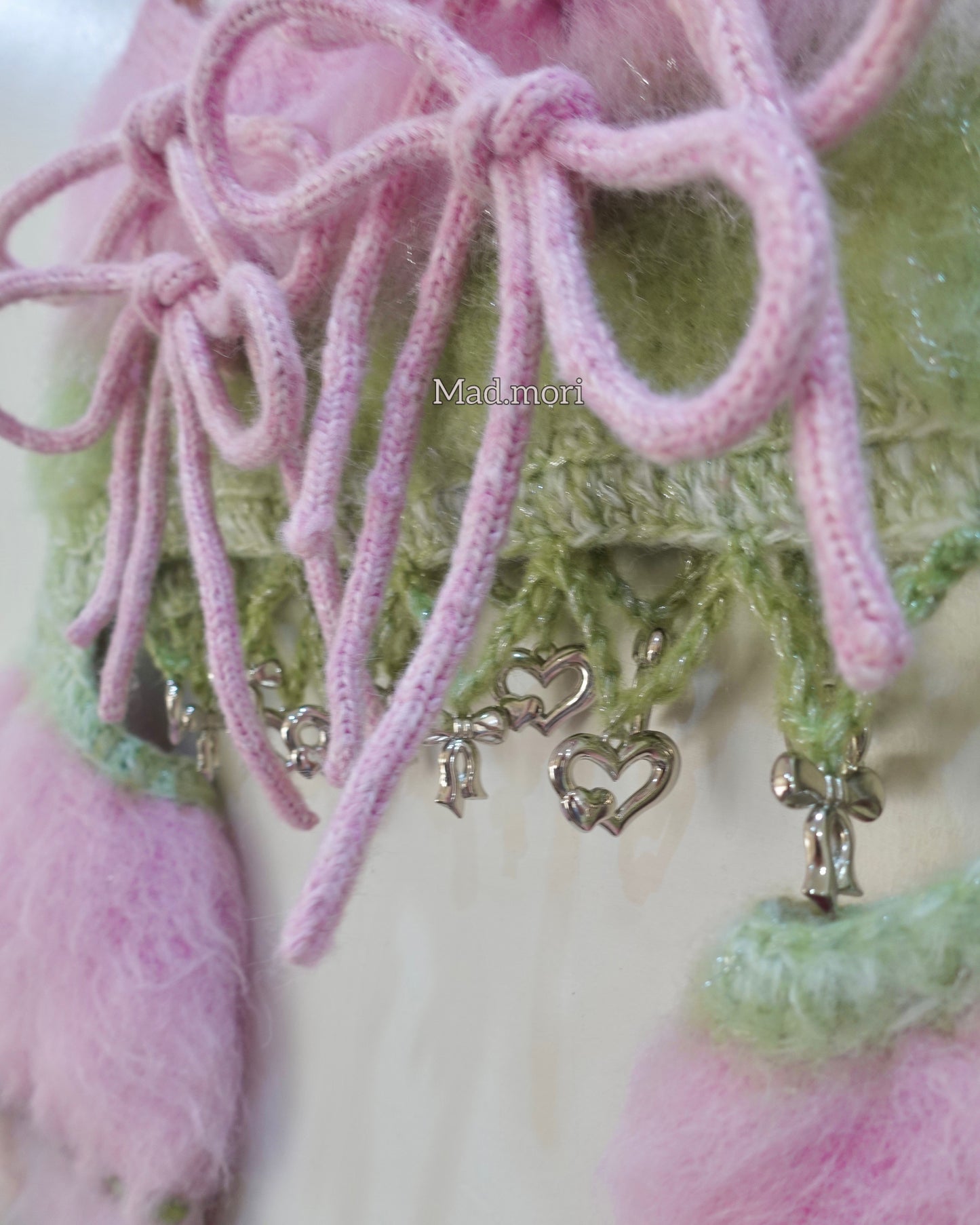 Madmori Ballet Ribbon Sleeves「Powder Pink x Pastel Green color」