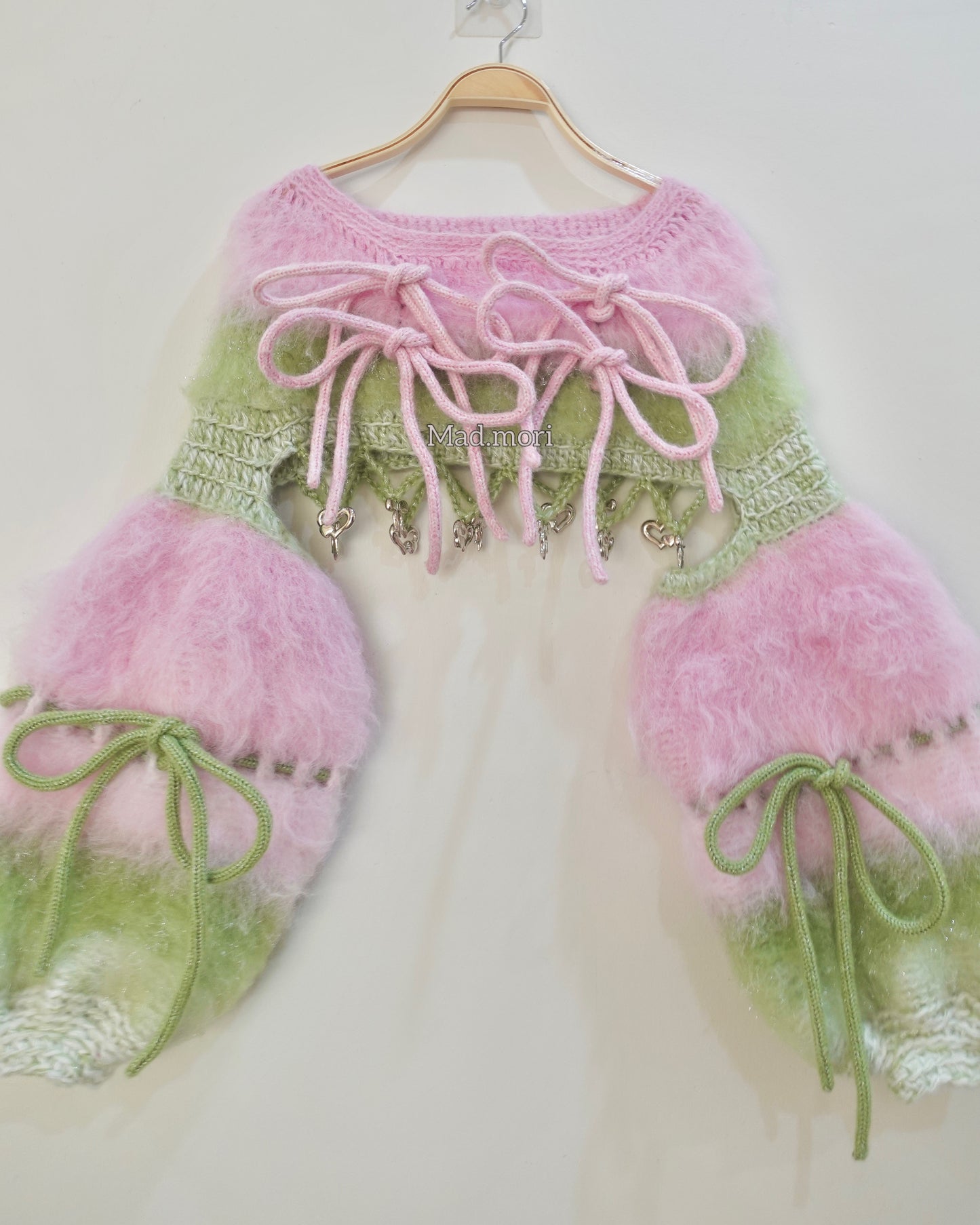 Madmori Ballet Ribbon Sleeves「Powder Pink x Pastel Green color」