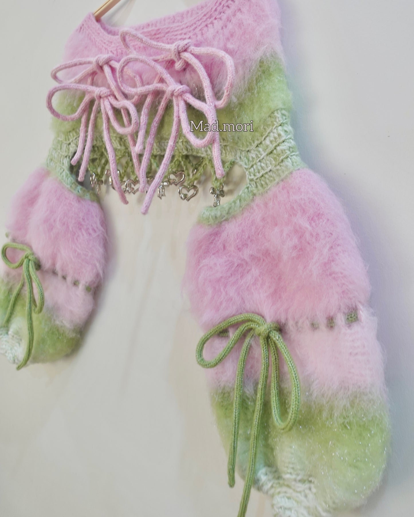 Madmori Ballet Ribbon Sleeves「Powder Pink x Pastel Green color」