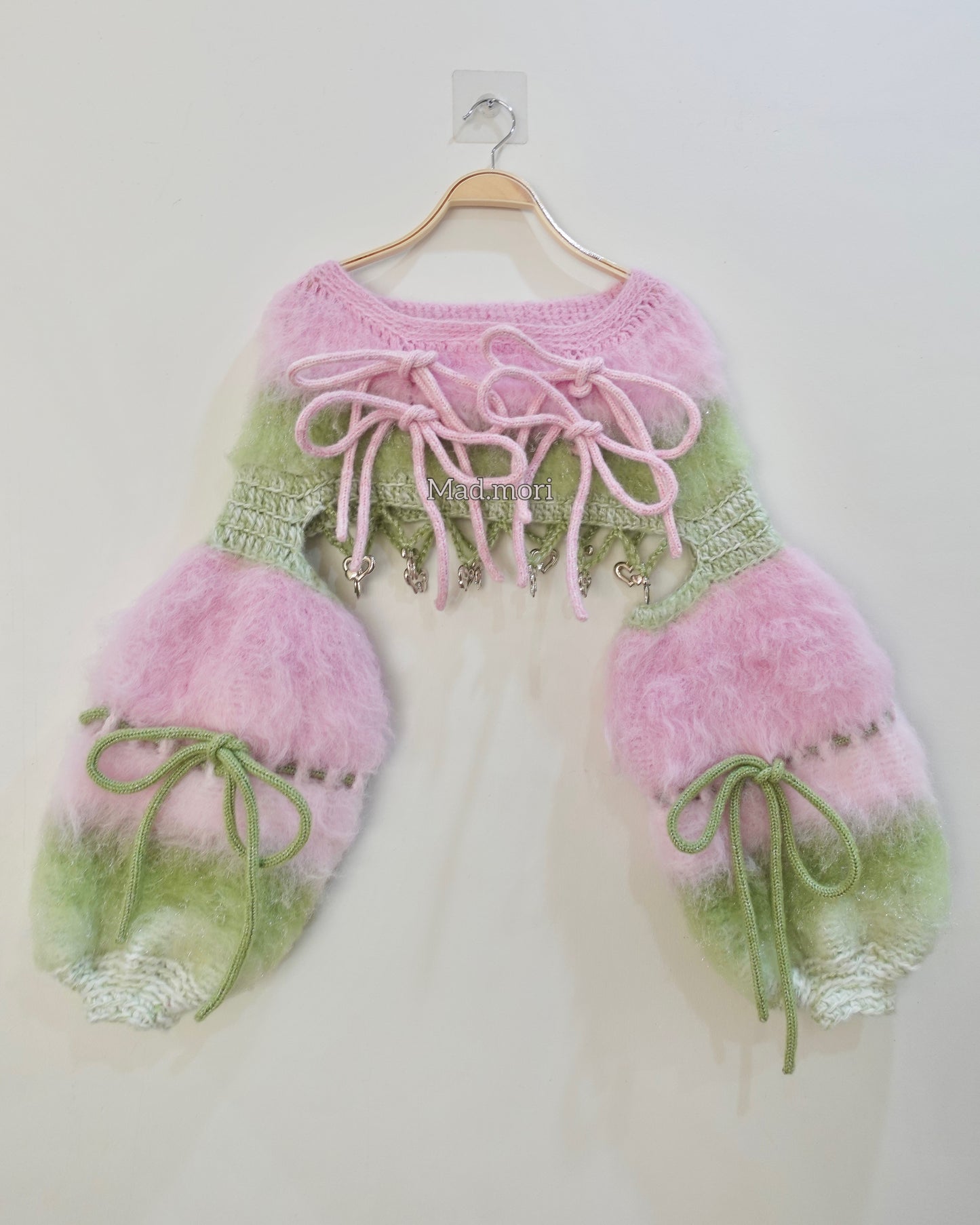 Madmori Ballet Ribbon Sleeves「Powder Pink x Pastel Green color」