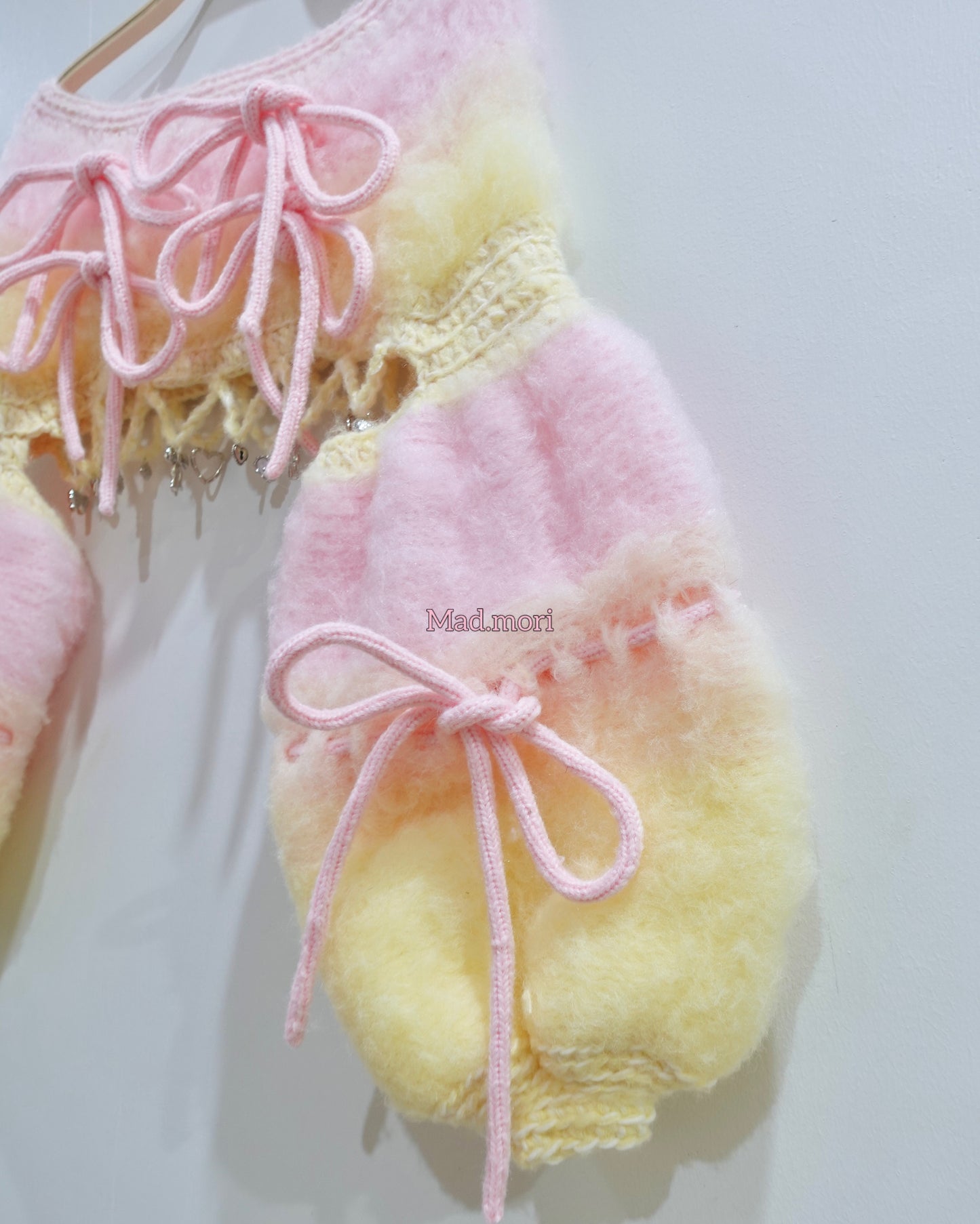 Madmori Ballet Ribbon Sleeves「Powder Pink x Butter Yellow color」