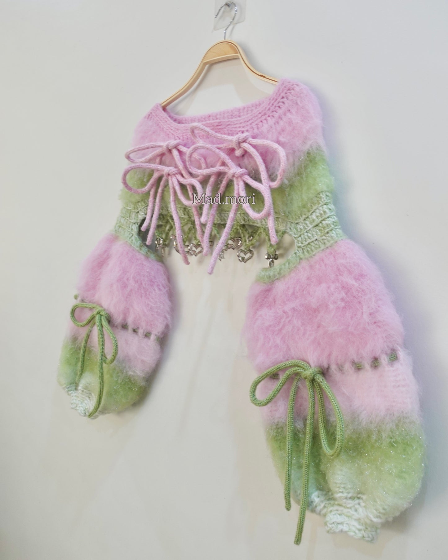 Madmori Ballet Ribbon Sleeves「Powder Pink x Pastel Green color」