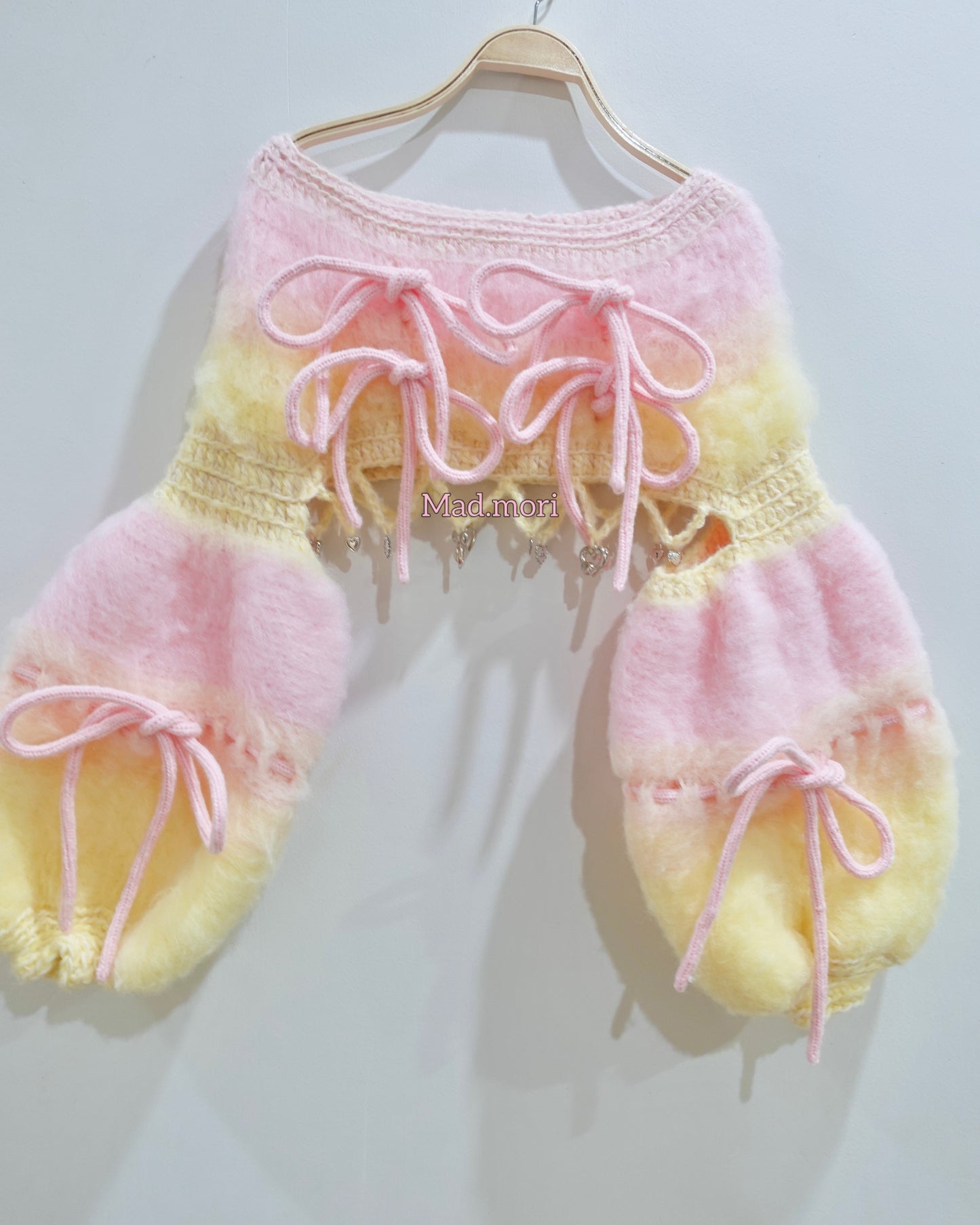 Madmori Ballet Ribbon Sleeves「Powder Pink x Butter Yellow color」