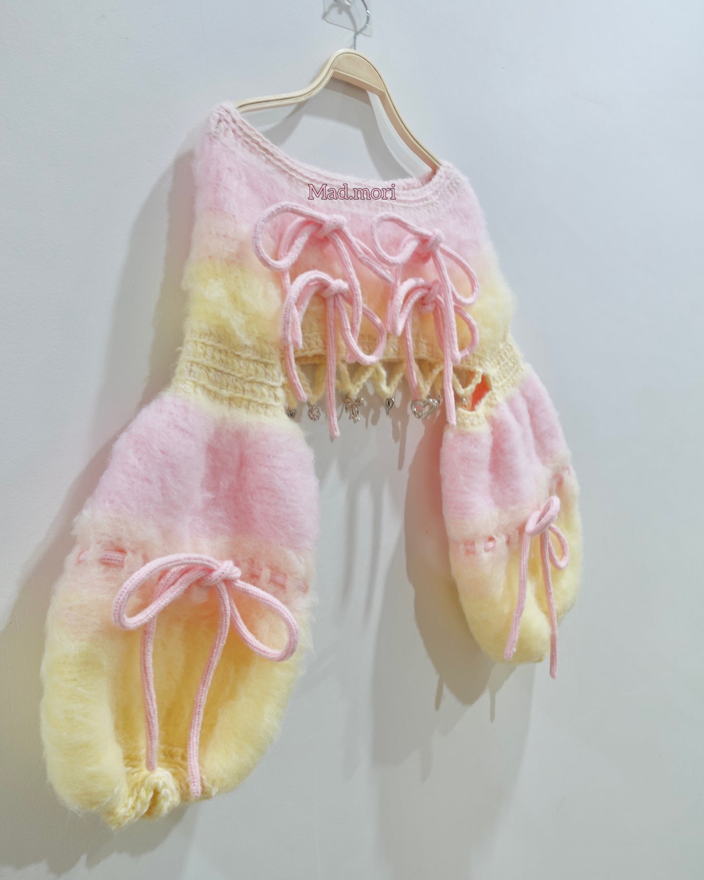 Madmori Ballet Ribbon Sleeves「Powder Pink x Butter Yellow color」