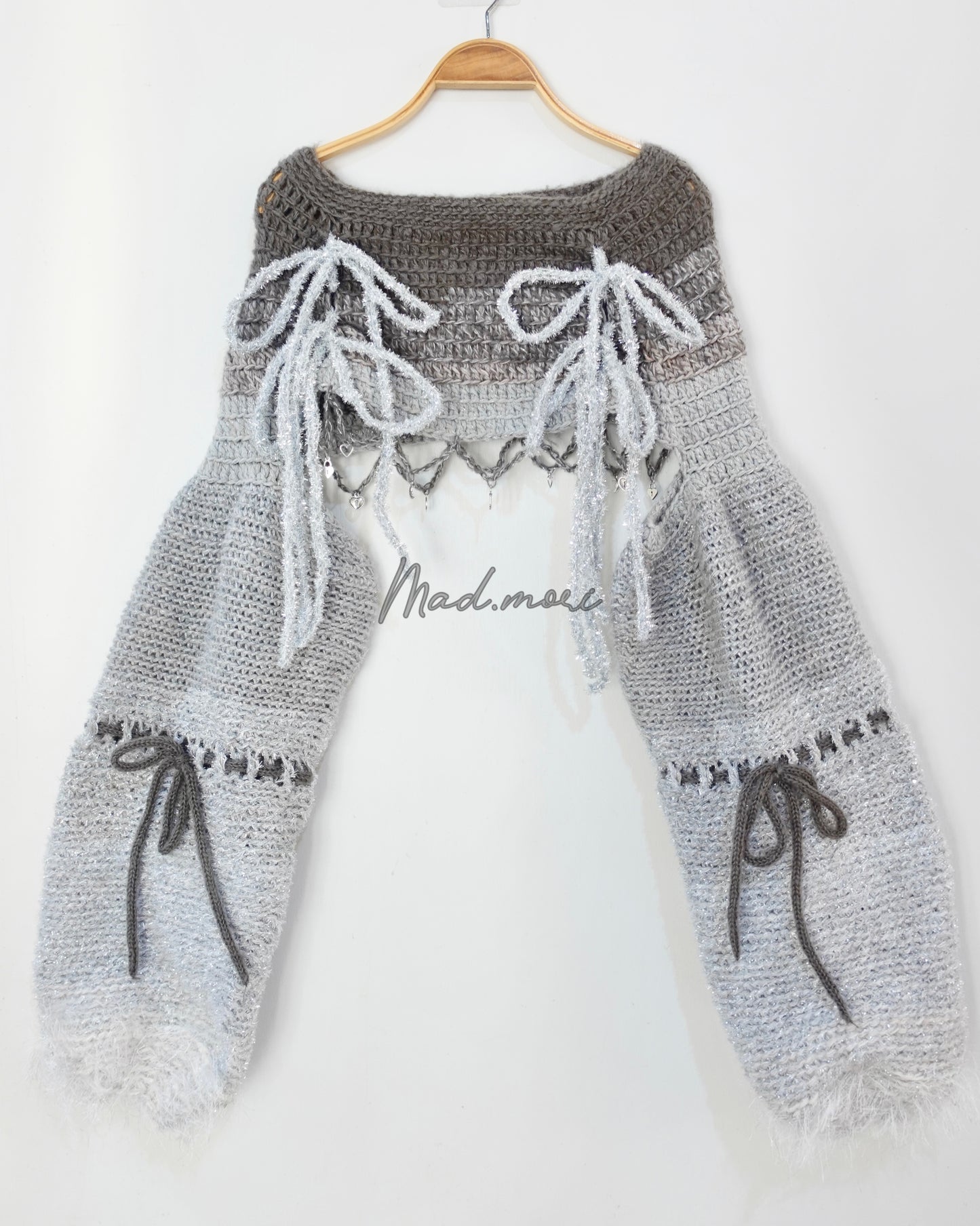 Madmori Ballet Ribbon Sleeves「Grey Silver color」