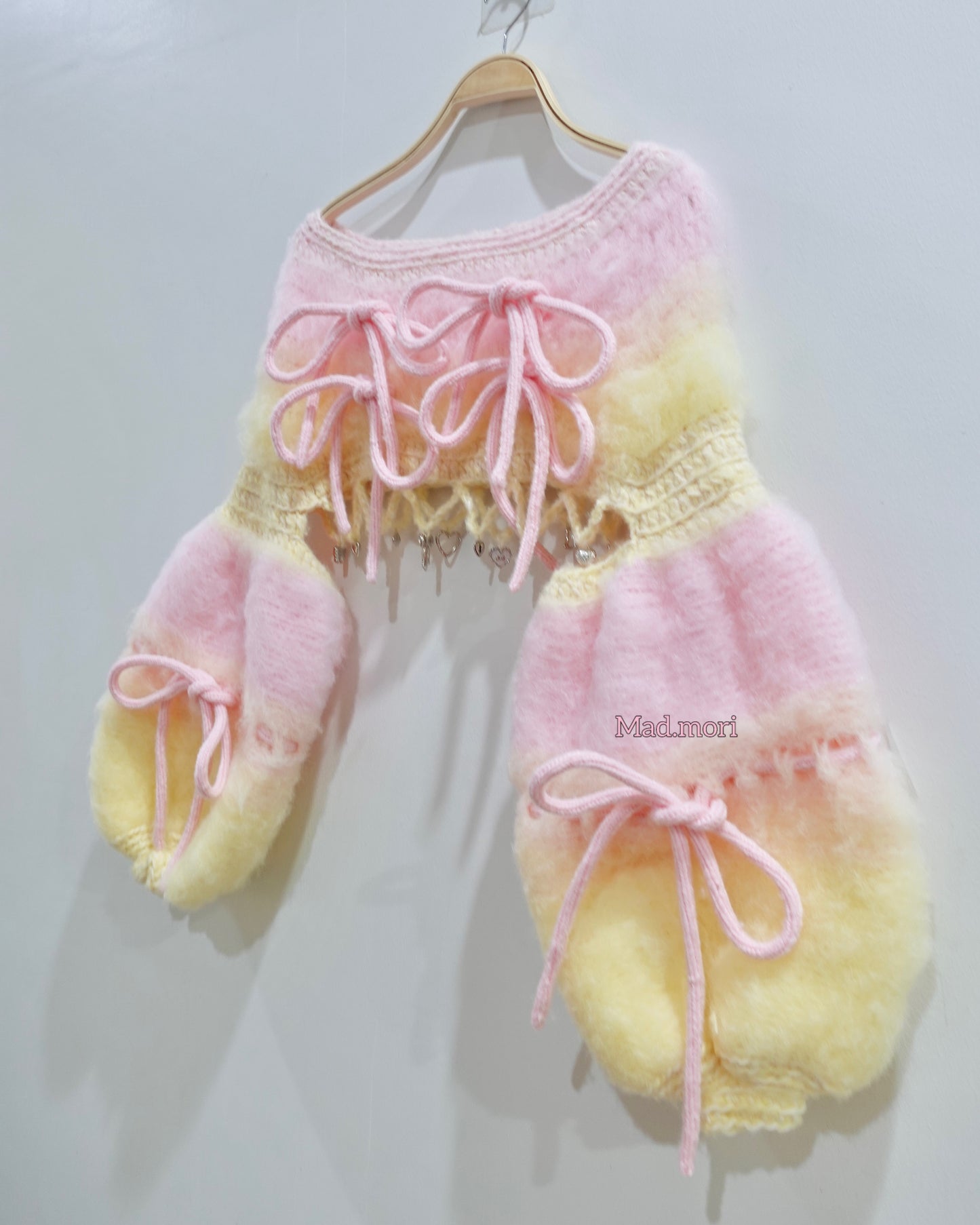Madmori Ballet Ribbon Sleeves「Powder Pink x Butter Yellow color」