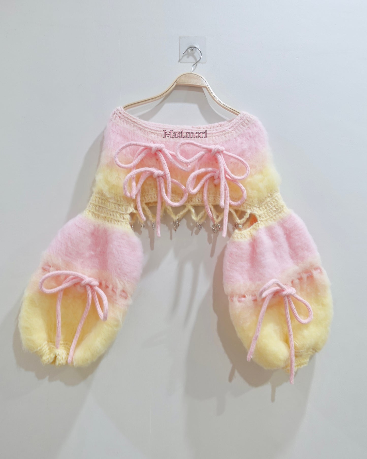 Madmori Ballet Ribbon Sleeves「Powder Pink x Butter Yellow color」