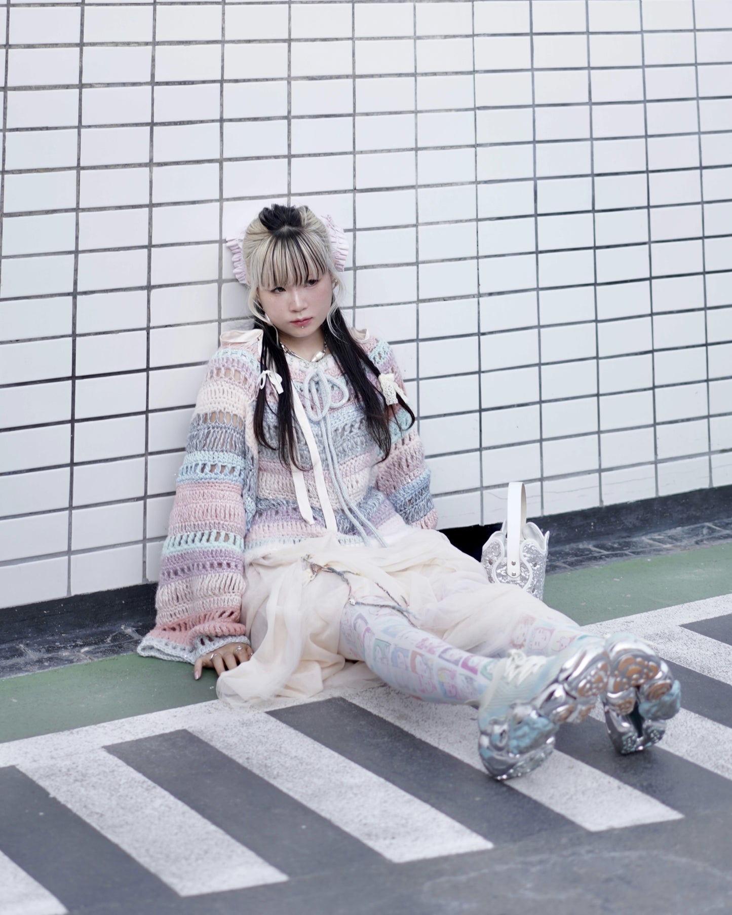Madmori Baby pastel Ribbon Sweater「Sakura Sora Pastel color」